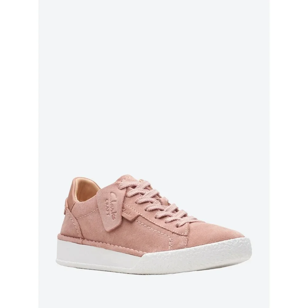 New Clarks Craft Cup Lace Sneakers Soft Girl 11 Rose Suede Pink Low Top Comfort‎